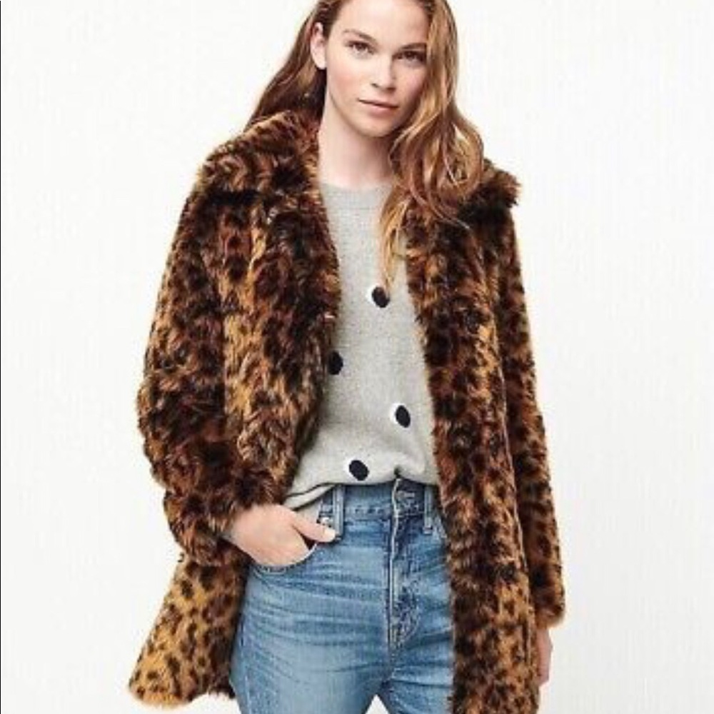 Jcrew faux leopard coat size Large